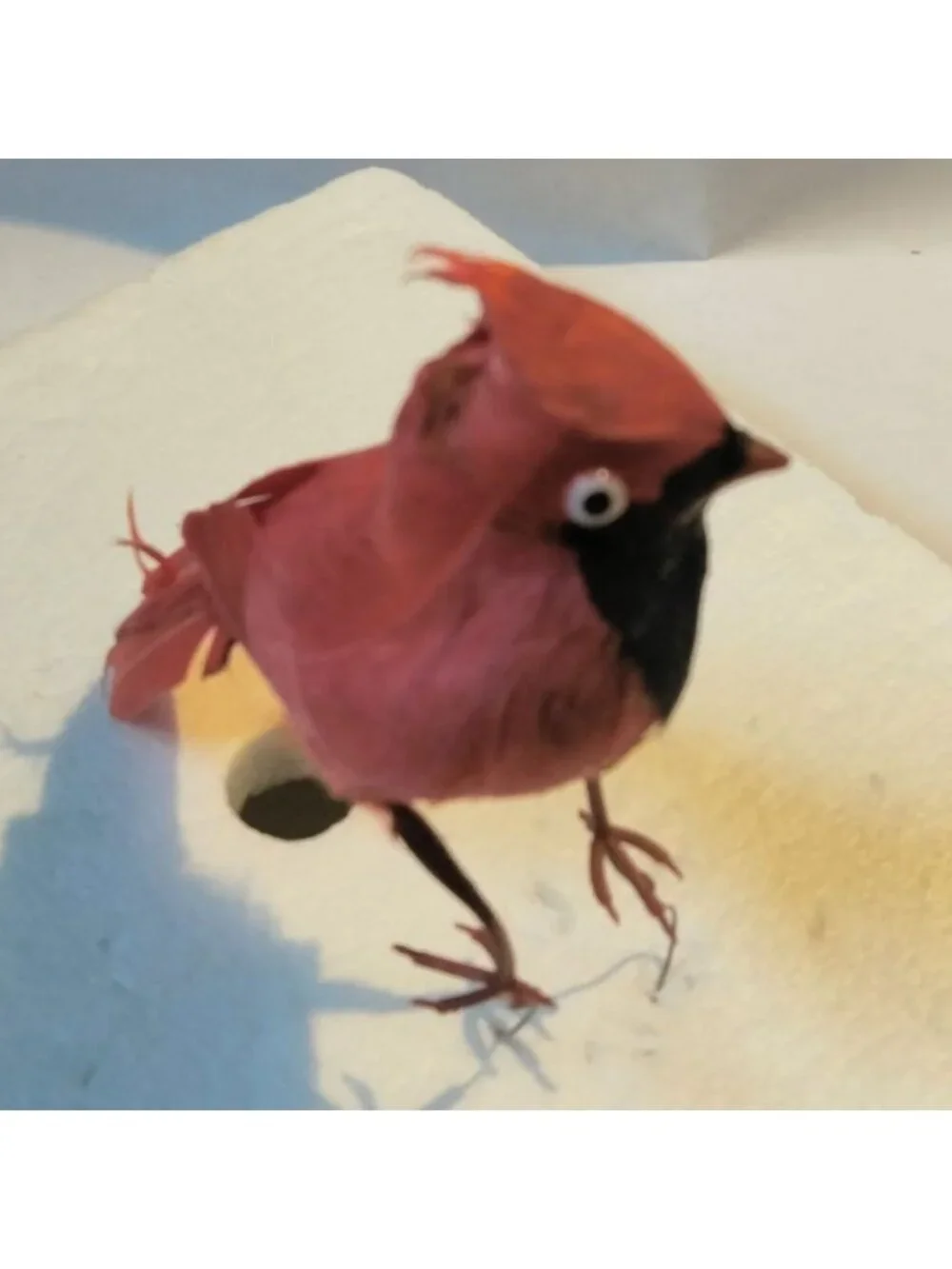 Red Cardinal Bird Figurine Feathered Wire Craft Pick